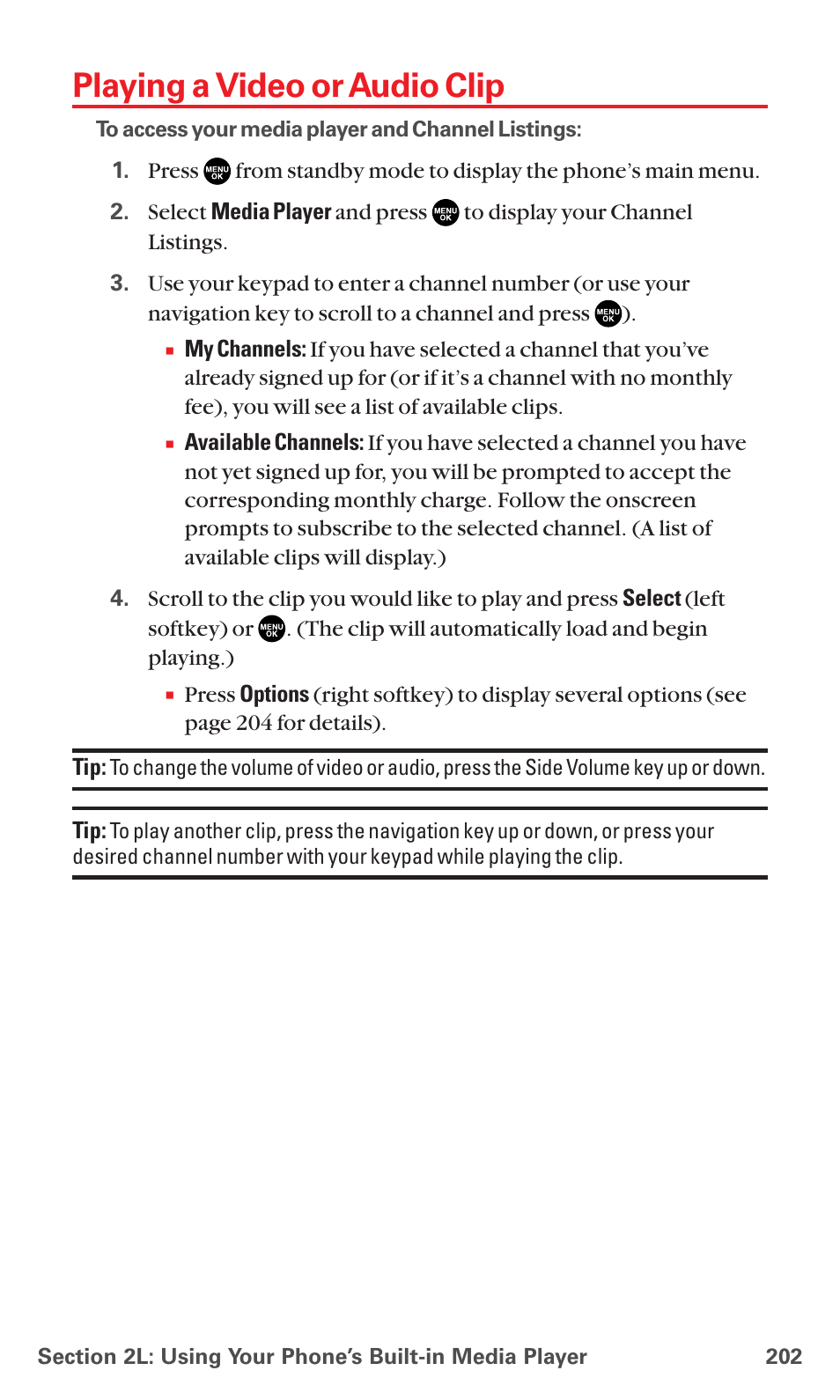 Playing a video or audio clip | Sanyo MM-7400 User Manual | Page 215 / 326