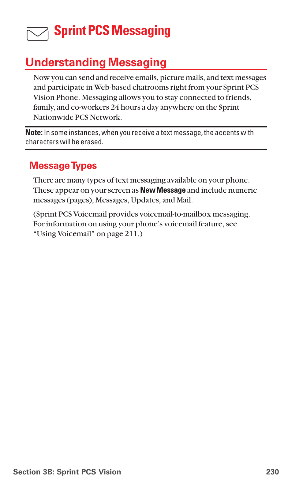 Understanding messaging, Message types, Sprint pcs messaging | Sanyo MM-7400 User Manual | Page 243 / 326