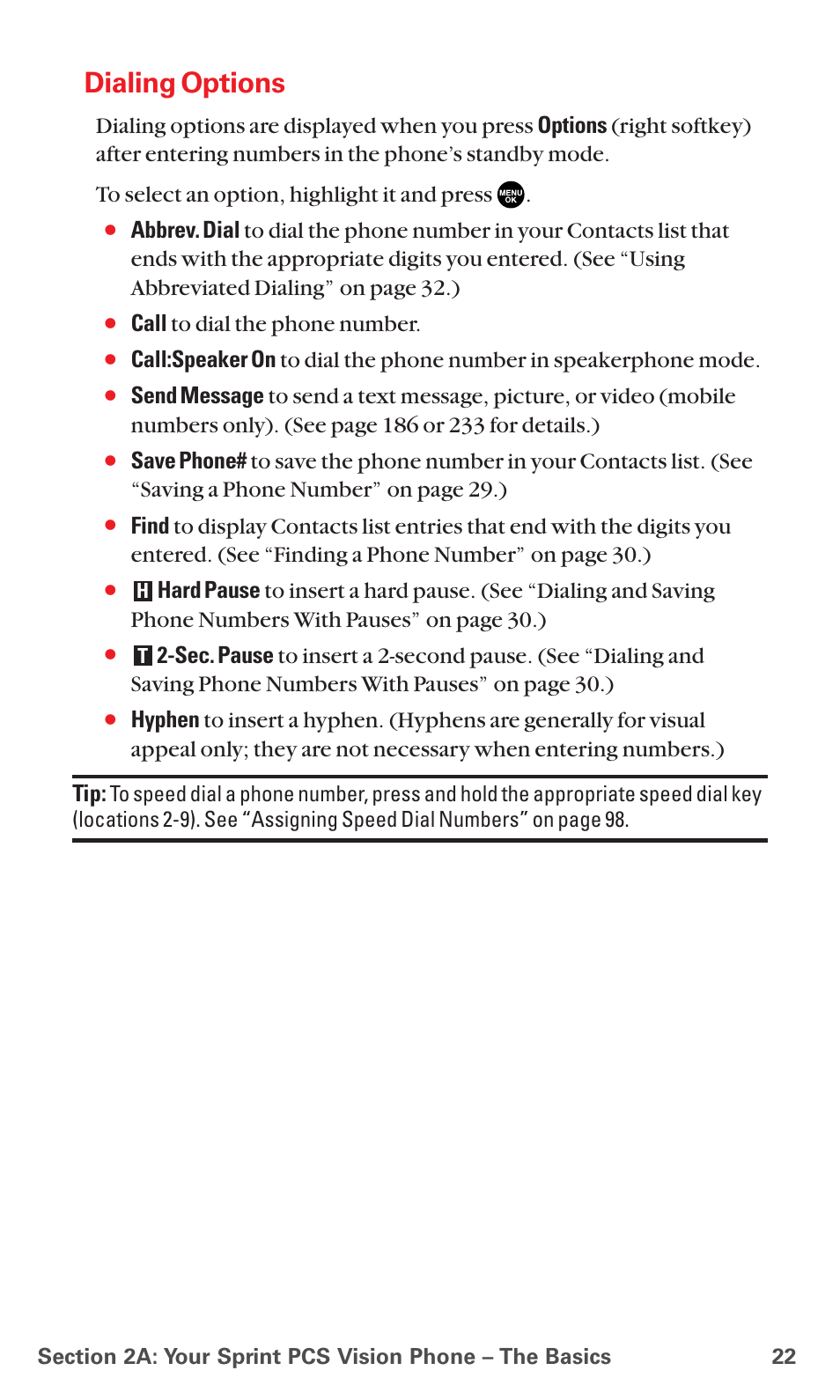 Dialing options, Call to dial the phone number | Sanyo MM-7400 User Manual | Page 35 / 326