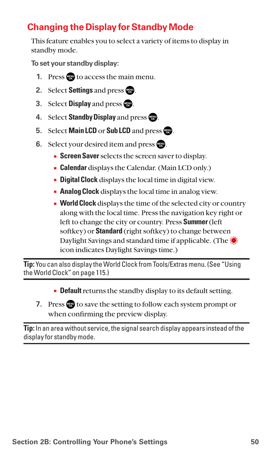 Changing the display for standby mode | Sanyo MM-7400 User Manual | Page 63 / 326