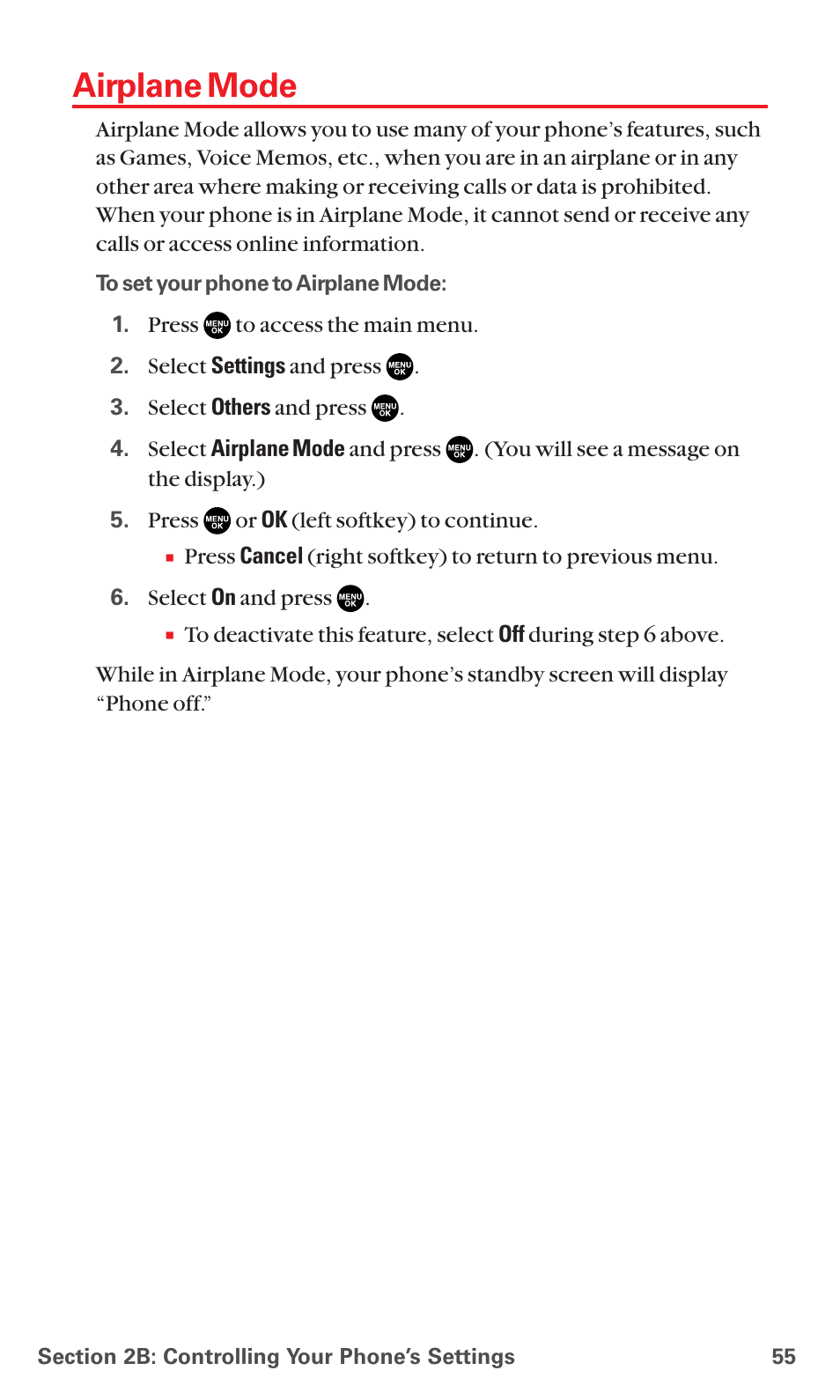 Airplane mode | Sanyo MM-7400 User Manual | Page 68 / 326