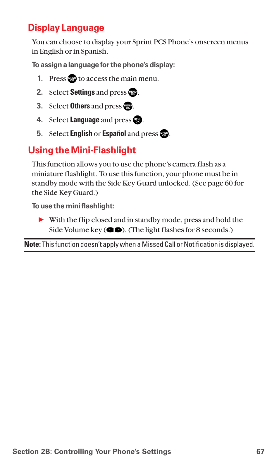 Display language, Using the mini-flashlight | Sanyo MM-7400 User Manual | Page 80 / 326