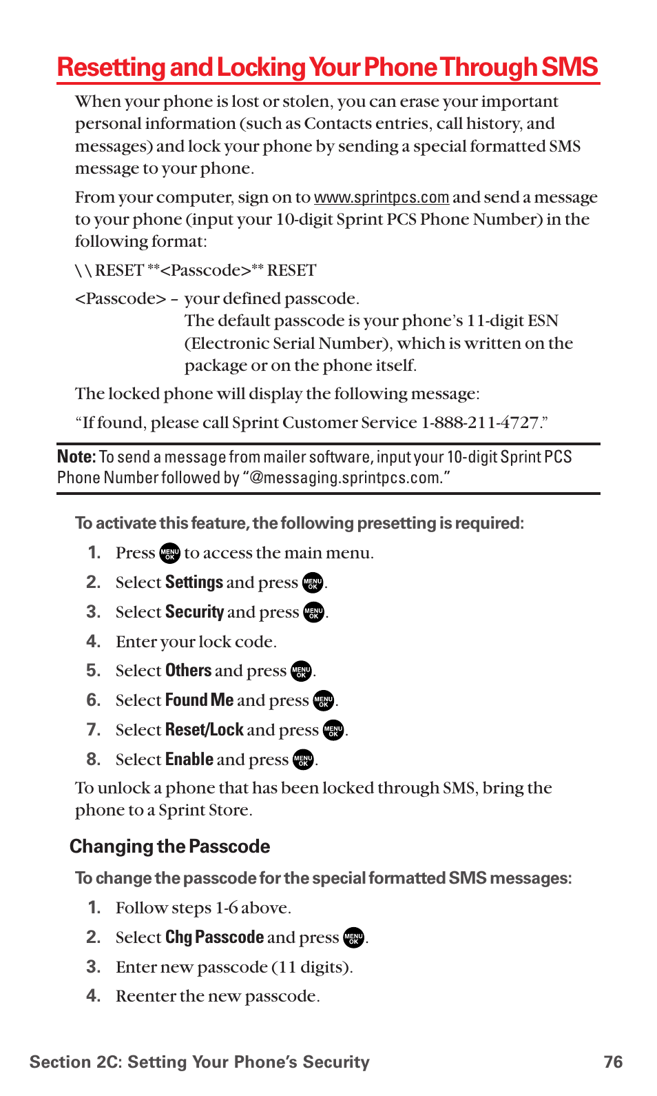 Resetting and locking your phone through sms | Sanyo MM-7400 User Manual | Page 89 / 326