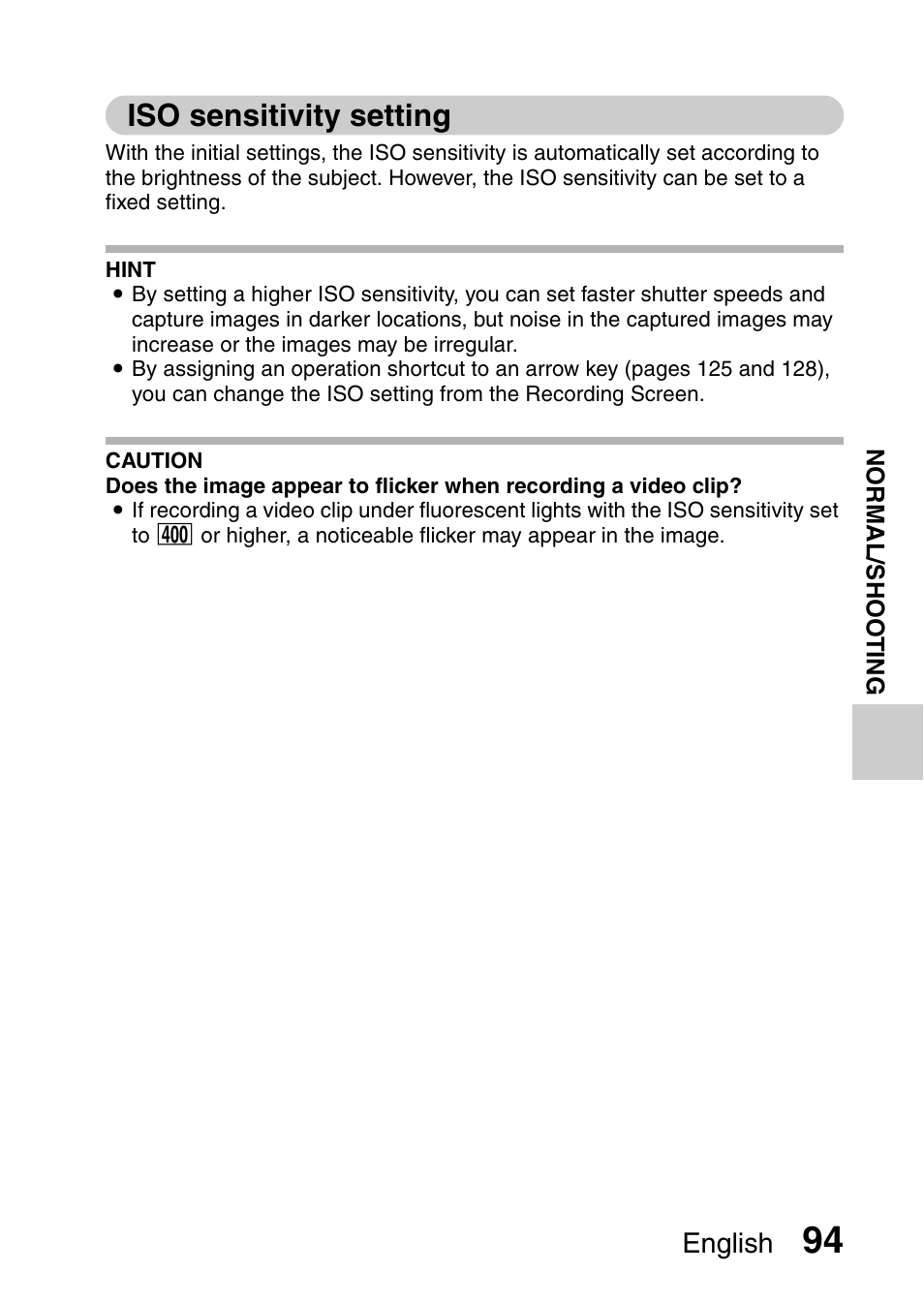 Iso sensitivity setting, English | Sanyo XACTI VPC-GH3GX User Manual | Page 103 / 204