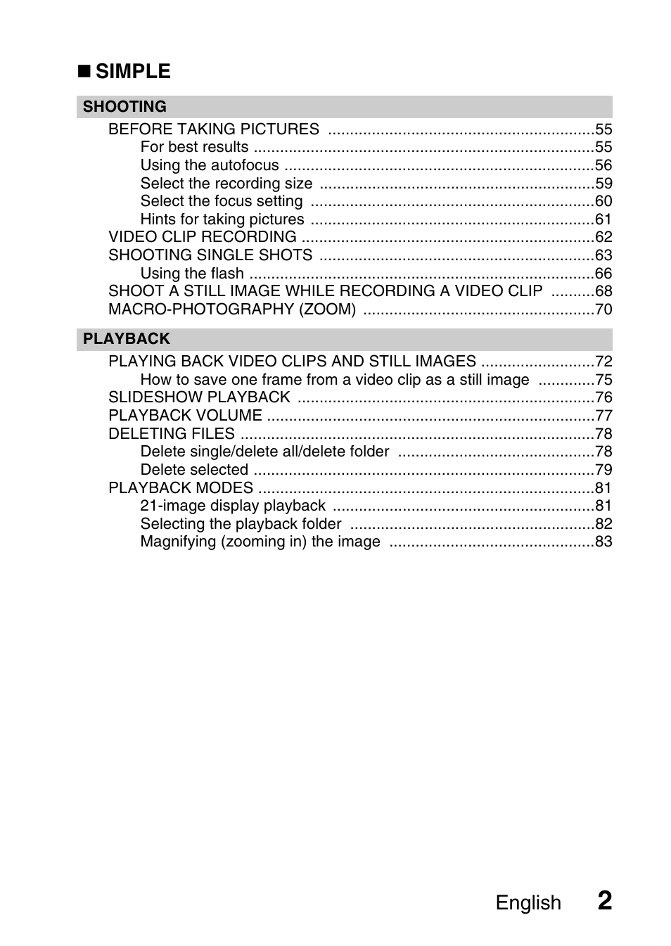 English, Simple | Sanyo XACTI VPC-GH3GX User Manual | Page 11 / 204