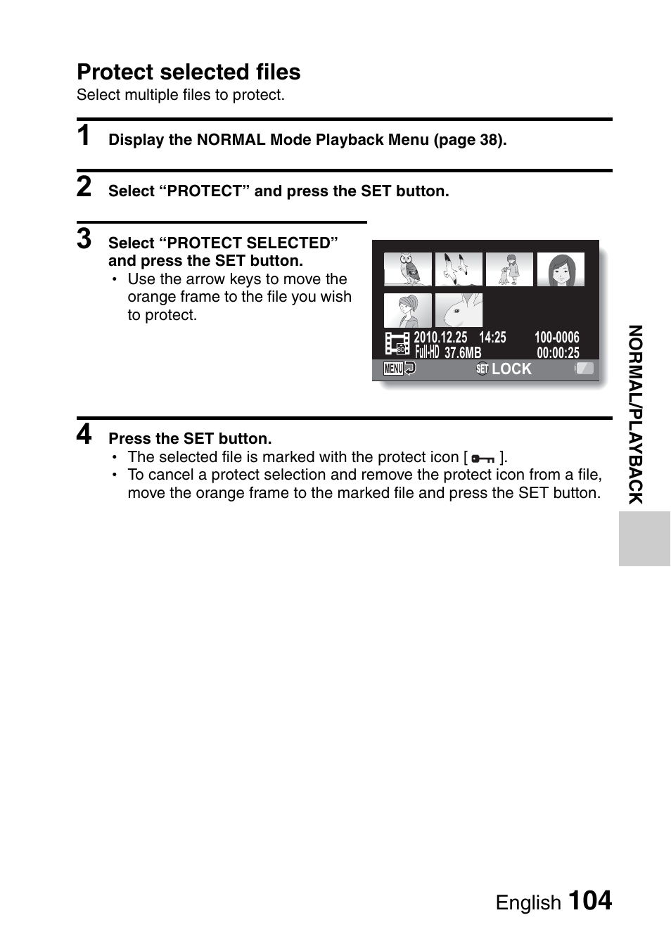 Protect selected files | Sanyo XACTI VPC-GH3GX User Manual | Page 113 / 204