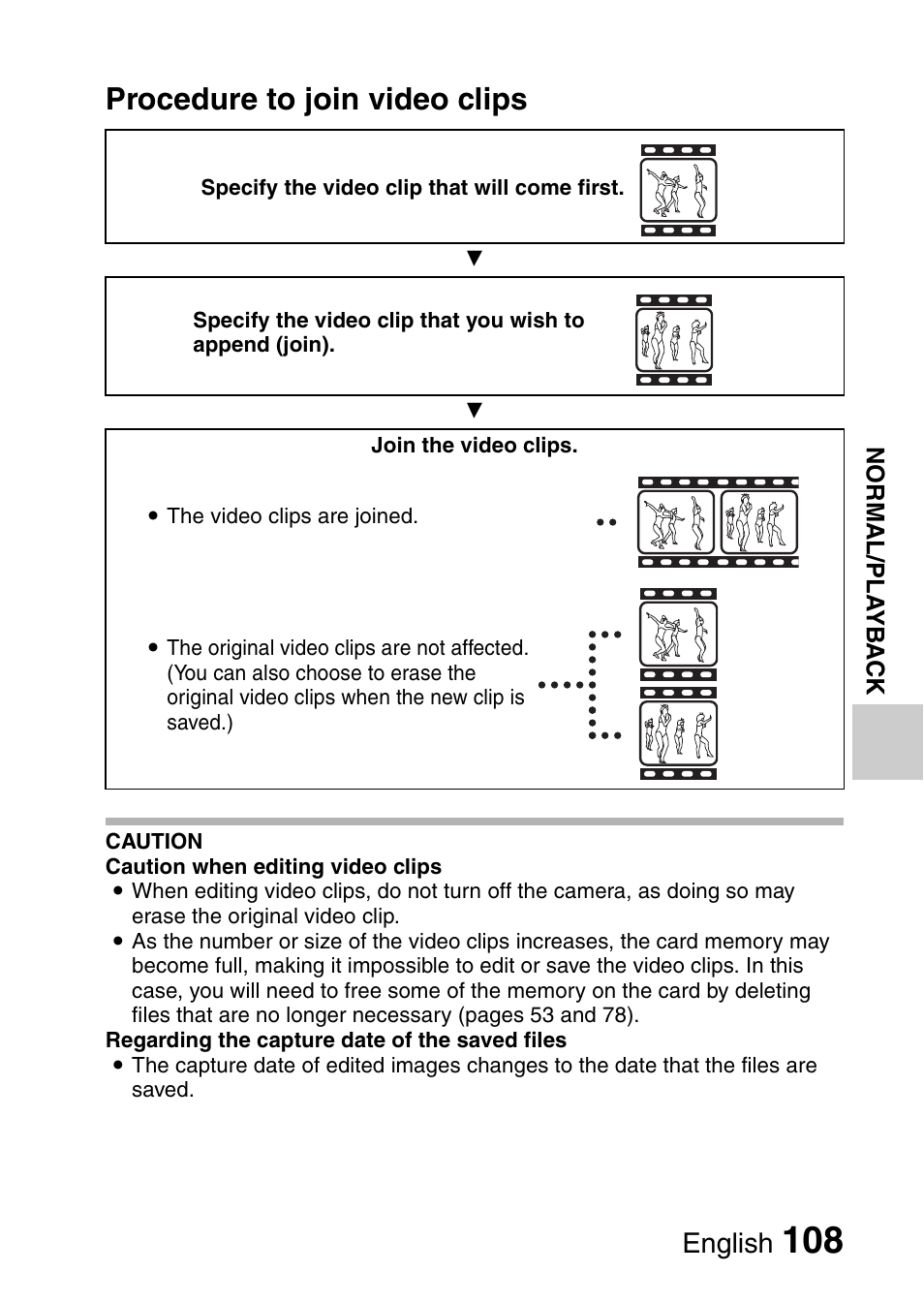 Procedure to join video clips, English | Sanyo XACTI VPC-GH3GX User Manual | Page 117 / 204