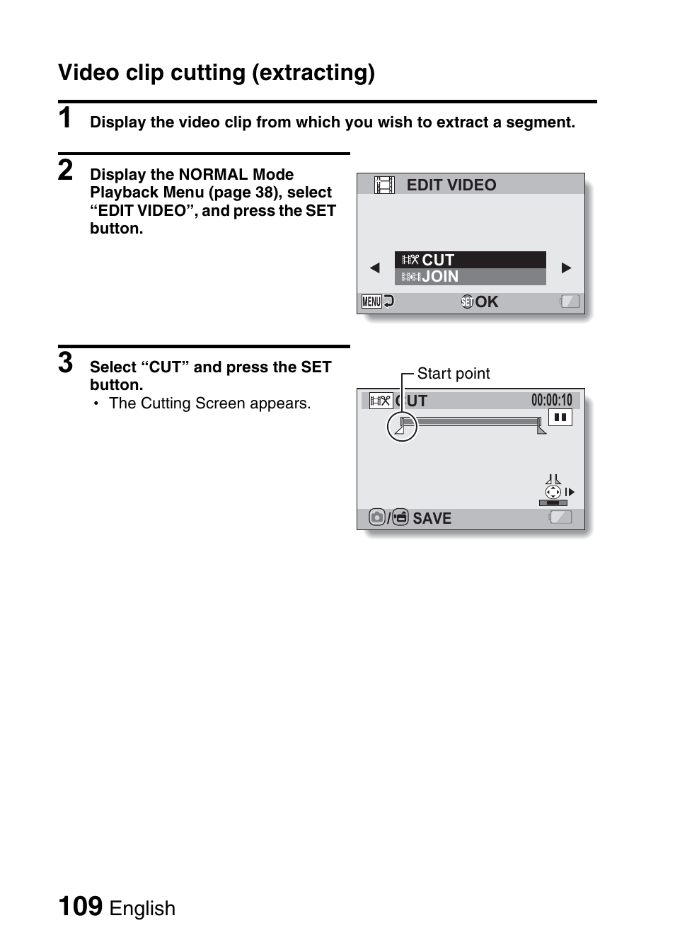 Video clip cutting (extracting) | Sanyo XACTI VPC-GH3GX User Manual | Page 118 / 204