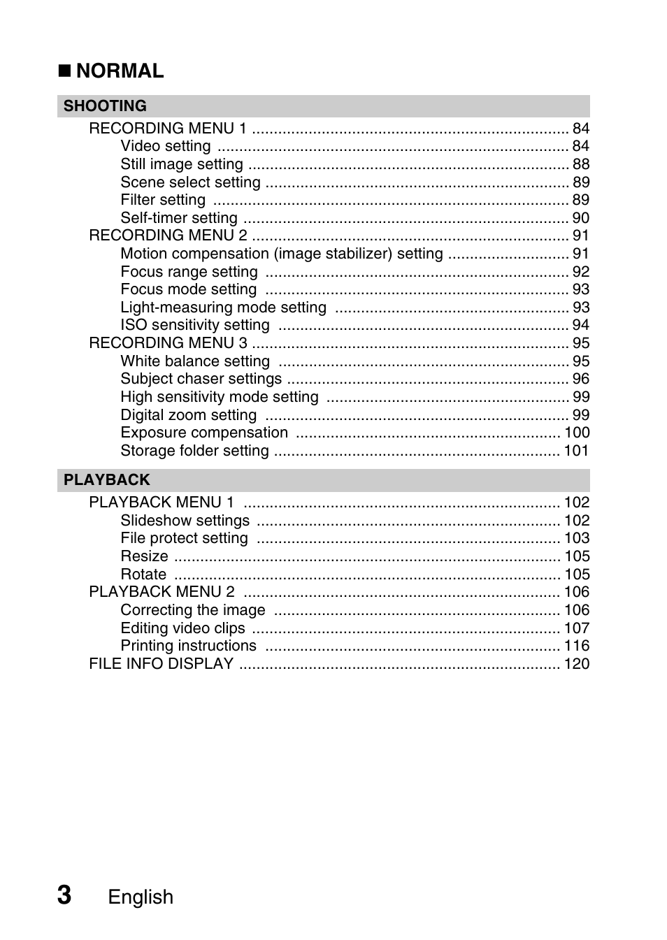 English  normal | Sanyo XACTI VPC-GH3GX User Manual | Page 12 / 204