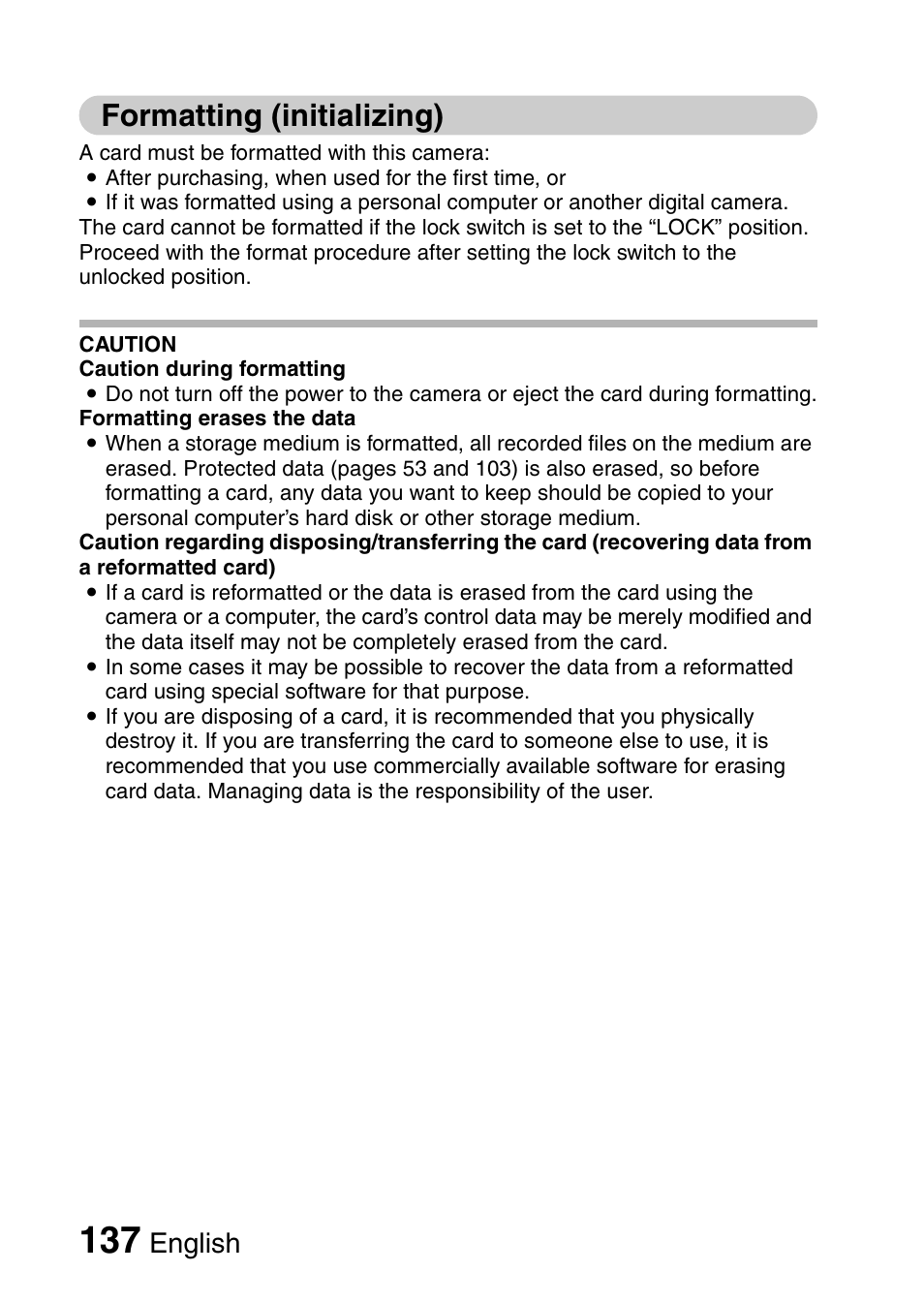 Formatting (initializing), English | Sanyo XACTI VPC-GH3GX User Manual | Page 146 / 204