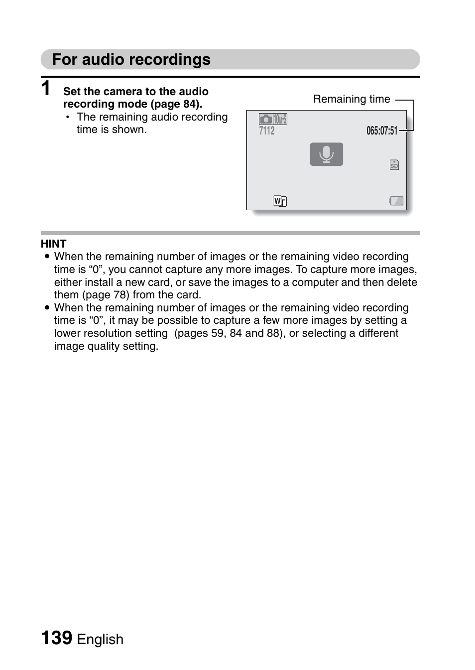 For audio recordings, English | Sanyo XACTI VPC-GH3GX User Manual | Page 148 / 204