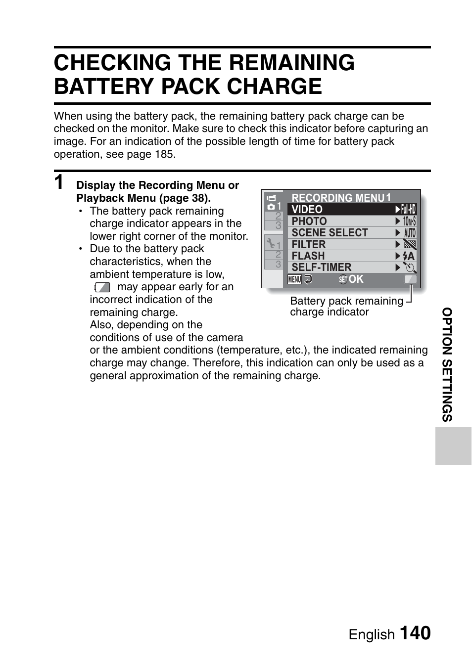 Checking the remaining battery pack charge, English | Sanyo XACTI VPC-GH3GX User Manual | Page 149 / 204
