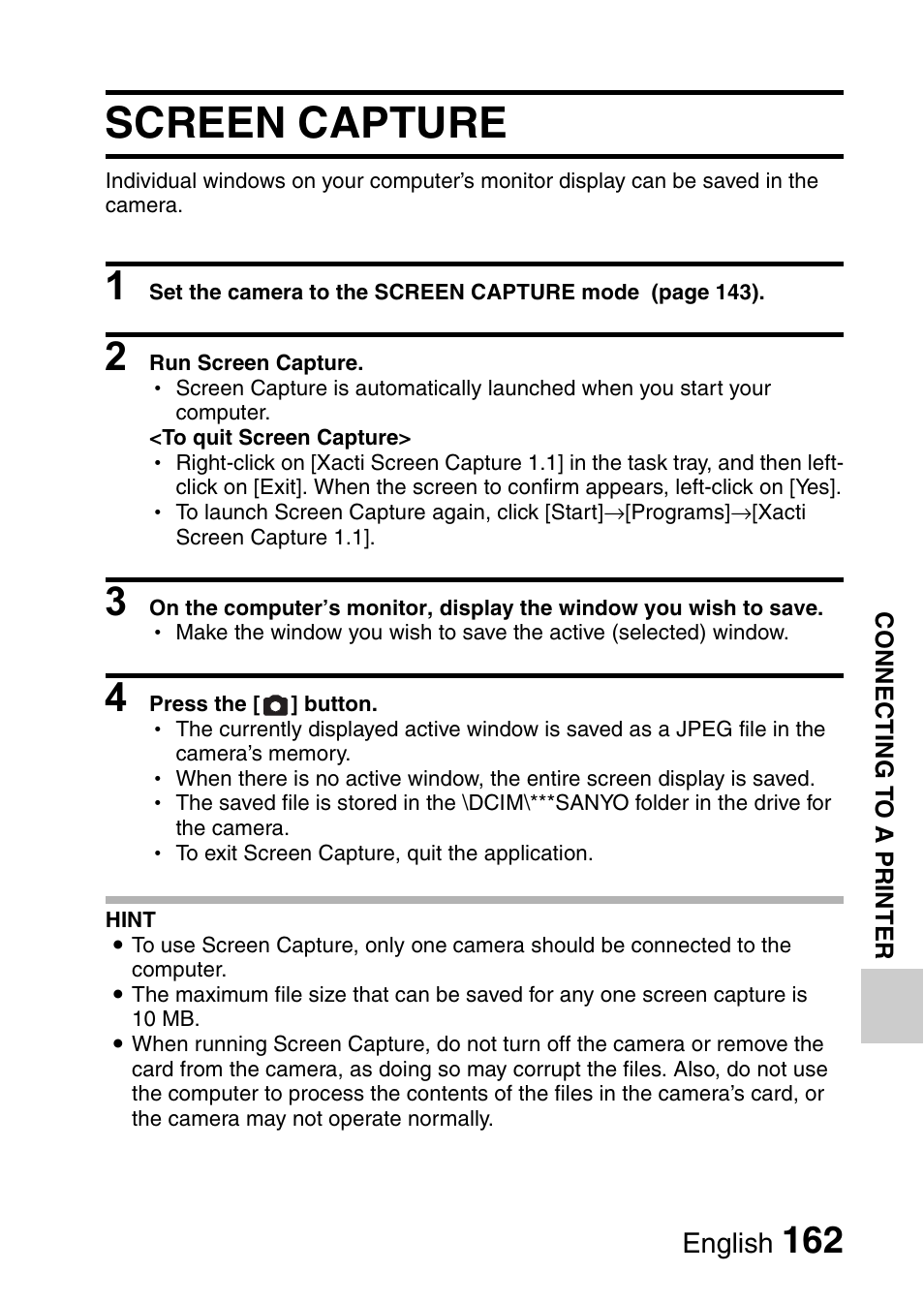 Other connections, Screen capture, English | Sanyo XACTI VPC-GH3GX User Manual | Page 171 / 204