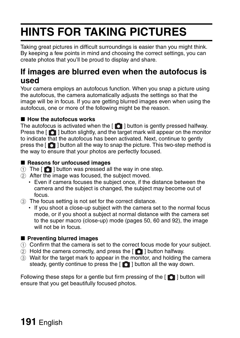 Hints for taking pictures, English | Sanyo XACTI VPC-GH3GX User Manual | Page 200 / 204