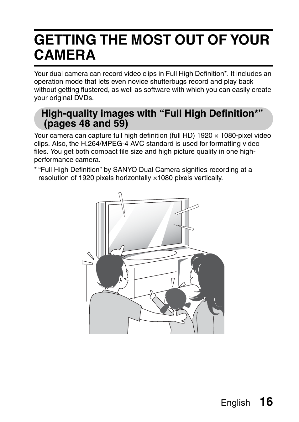 Getting the most out of your camera, High-quality images with “full high definition | Sanyo XACTI VPC-GH3GX User Manual | Page 25 / 204