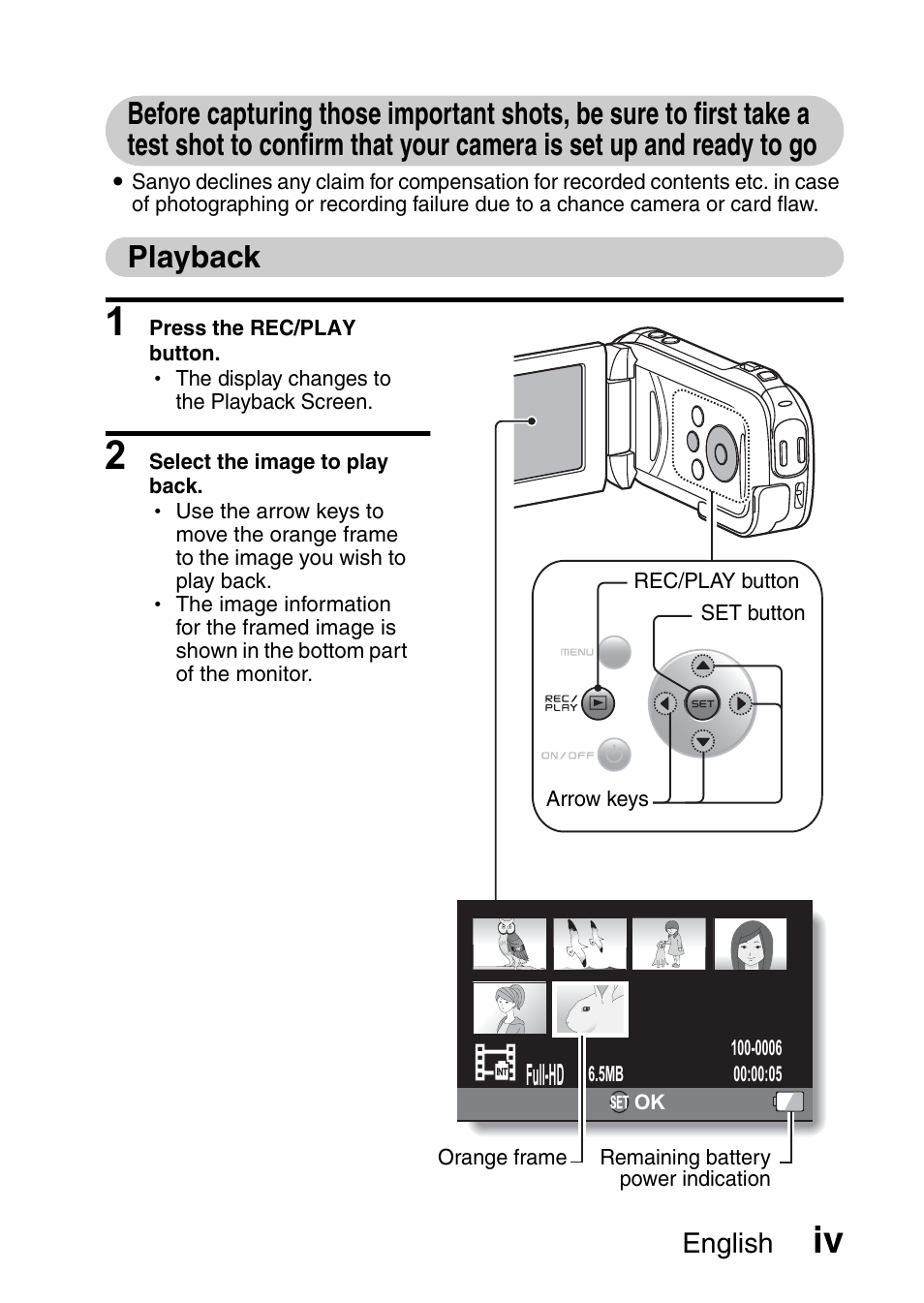 Playback, Full-hd, English | Sanyo XACTI VPC-GH3GX User Manual | Page 5 / 204