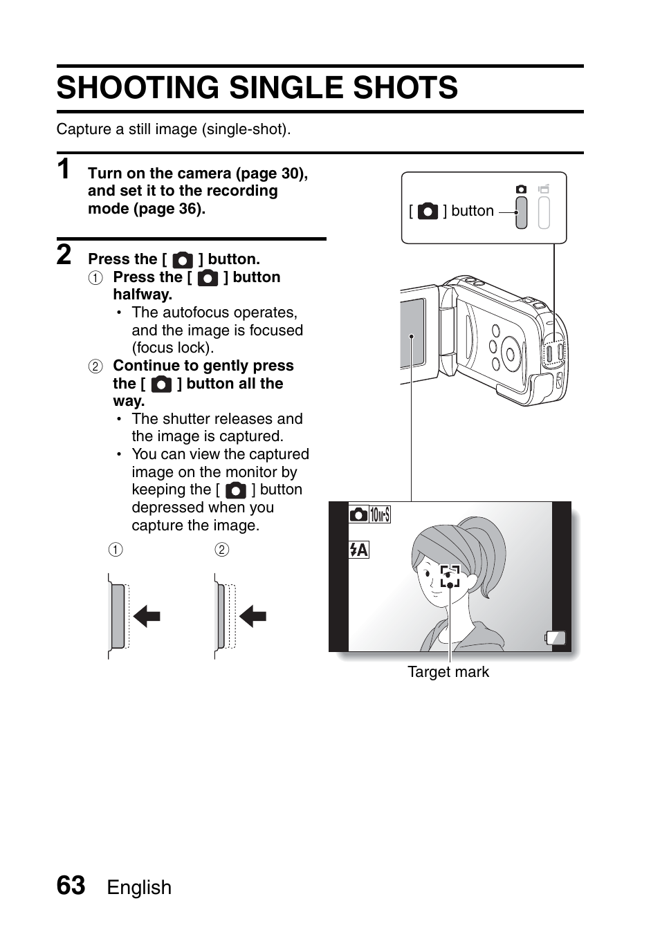 Shooting single shots, English | Sanyo XACTI VPC-GH3GX User Manual | Page 72 / 204