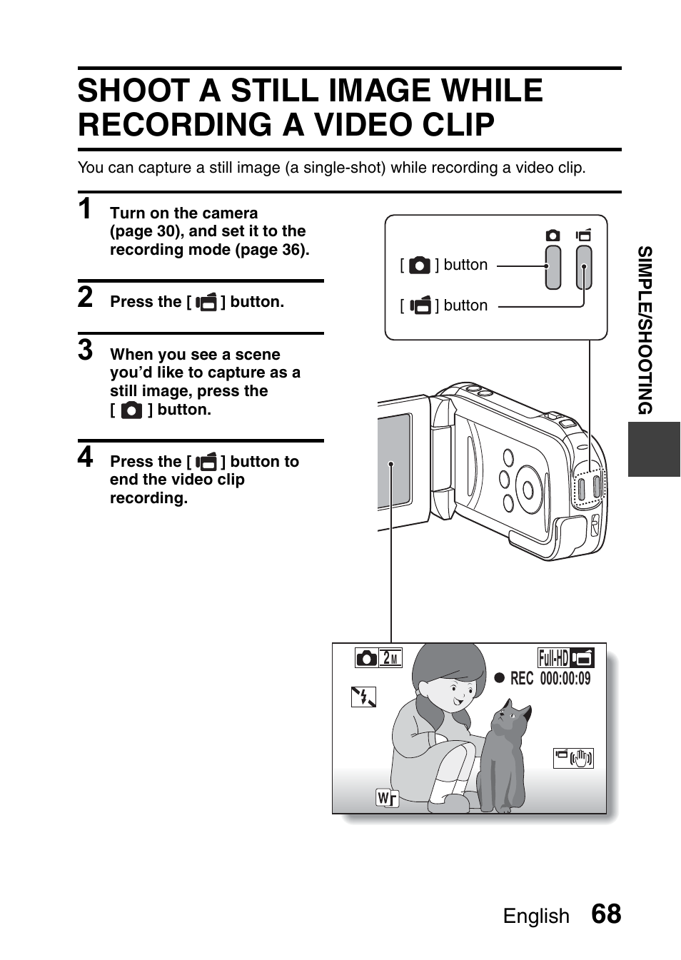 Shoot a still image while recording a video clip, Full-hd | Sanyo XACTI VPC-GH3GX User Manual | Page 77 / 204