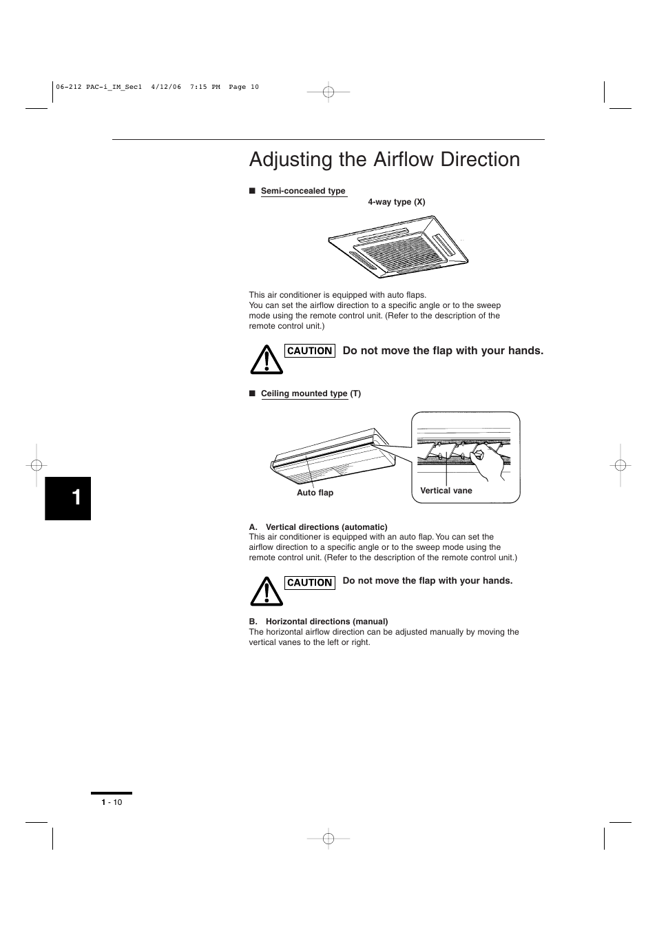 Adjusting the airflow direction | Sanyo KH2672R User Manual | Page 11 / 48