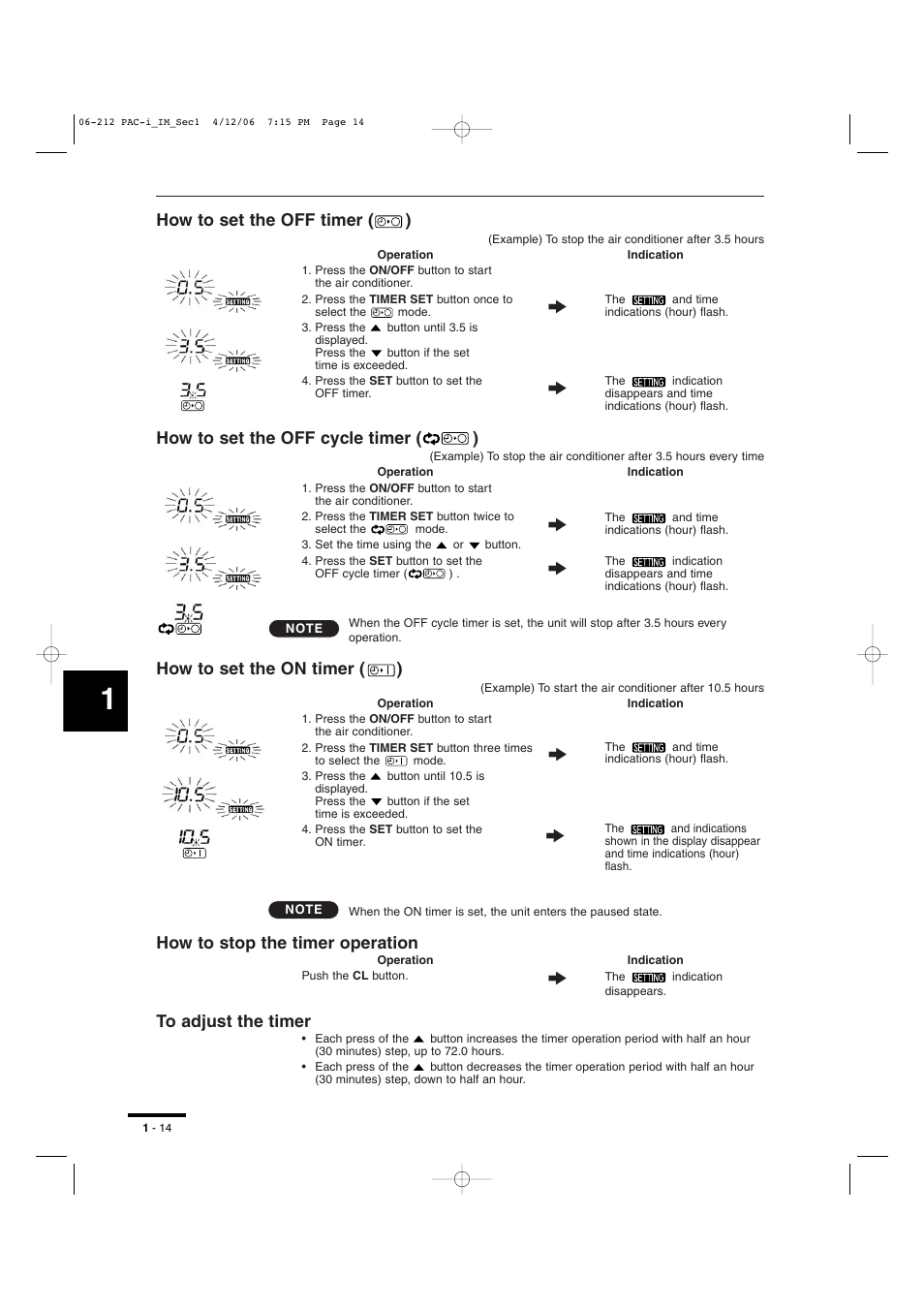 How to set the off timer ( ), How to set the off cycle timer ( ), How to set the on timer ( ) | How to stop the timer operation | Sanyo KH2672R User Manual | Page 15 / 48