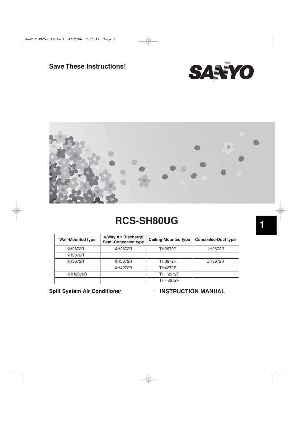Rcs-sh80ug, Save these instructions | Sanyo KH2672R User Manual | Page 2 / 48