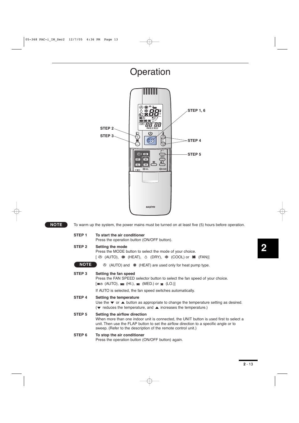Operation | Sanyo KH2672R User Manual | Page 31 / 48