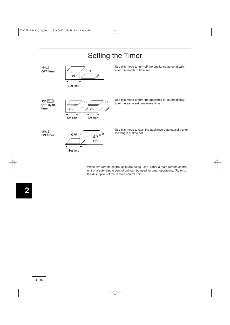 Setting the timer | Sanyo KH2672R User Manual | Page 34 / 48