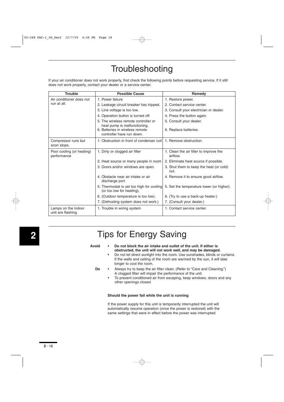 Troubleshooting, Tips for energy saving | Sanyo KH2672R User Manual | Page 36 / 48