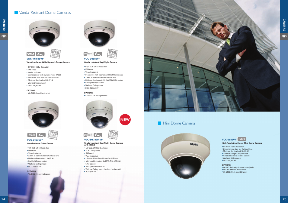 Vandal resistant dome cameras, Mini dome camera | Sanyo VCC-ZM500P User Manual | Page 13 / 19