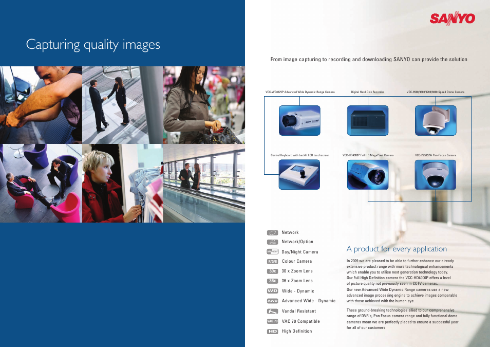 Capturing quality images, A product for every application | Sanyo VCC-ZM500P User Manual | Page 3 / 19