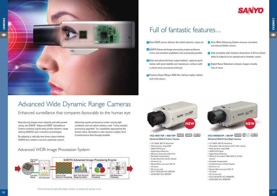 Full of fantastic features, Advanced wide dynamic range cameras | Sanyo VCC-ZM500P User Manual | Page 9 / 19