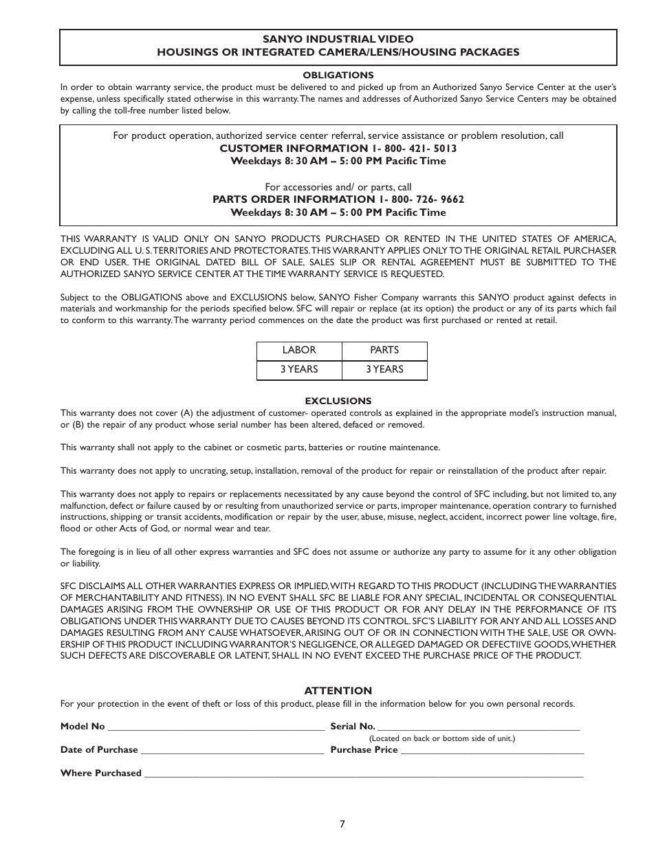Sanyo Security Camera User Manual | Page 7 / 8