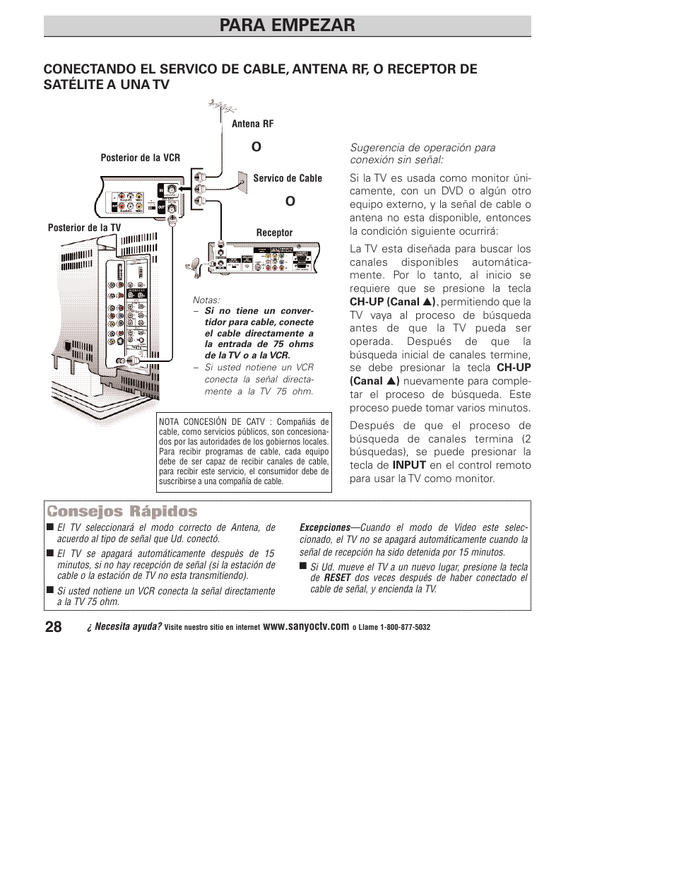 Para empezar | Sanyo DP23845 User Manual | Page 28 / 67