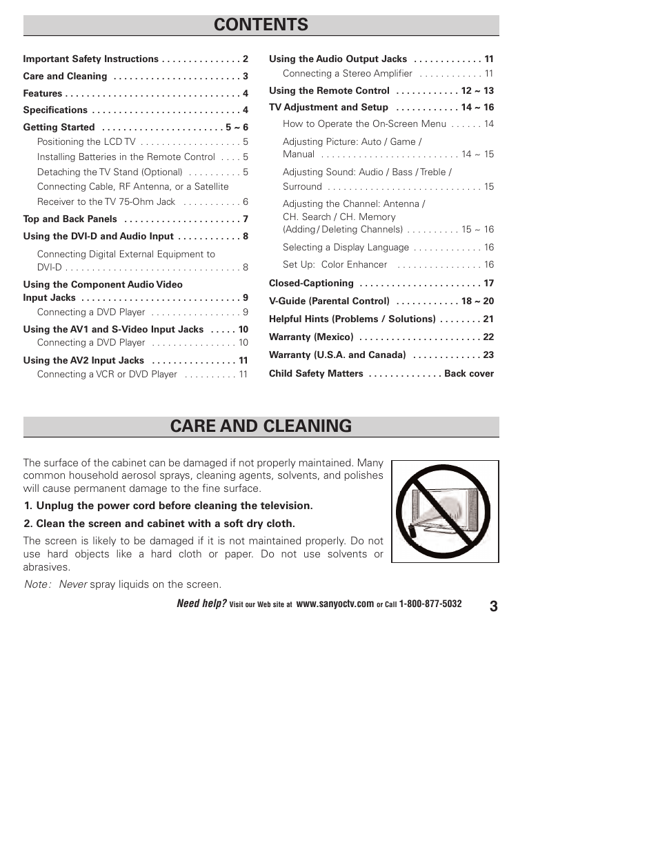 Sanyo DP23845 User Manual | Page 3 / 67