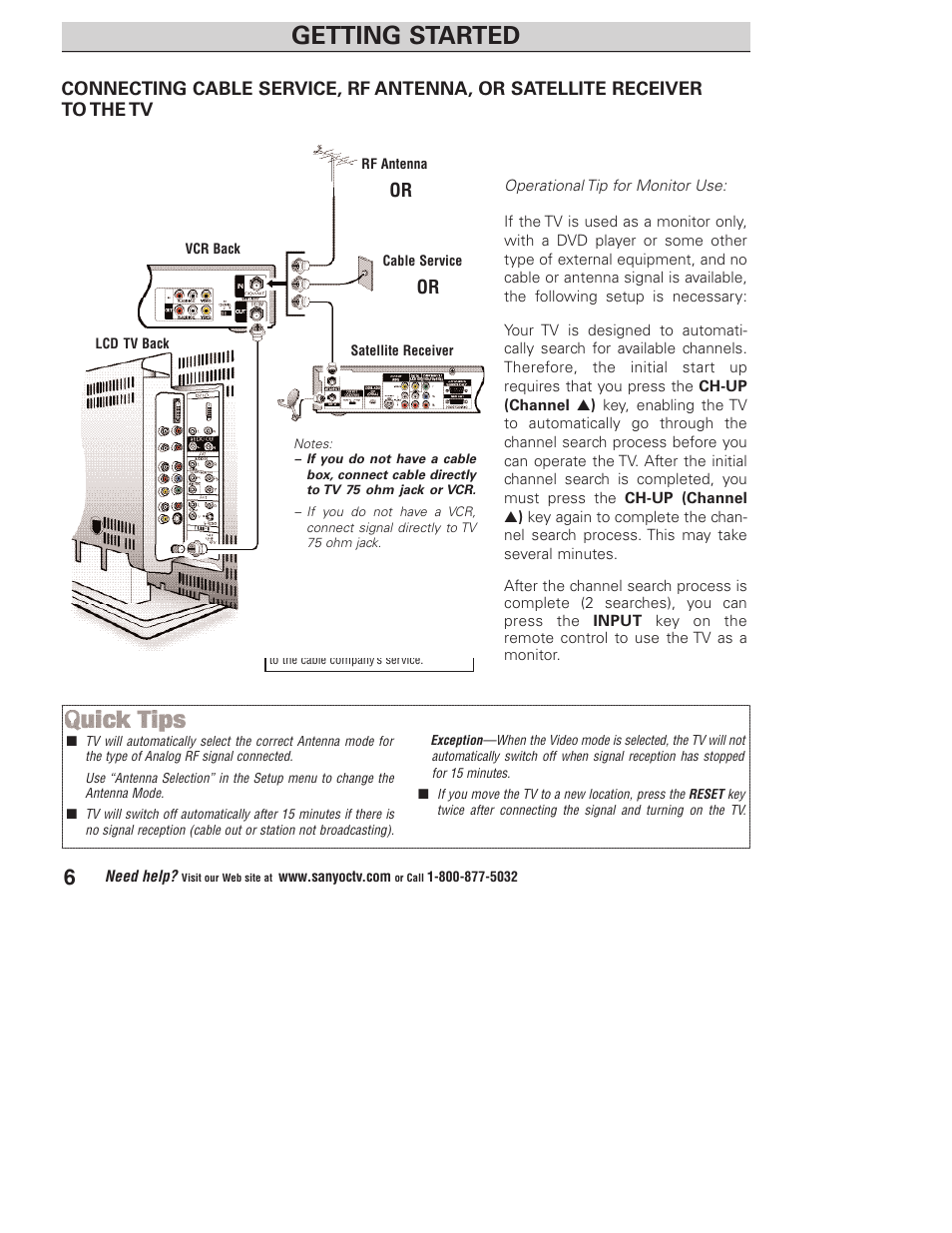 Getting started | Sanyo DP23845 User Manual | Page 6 / 67