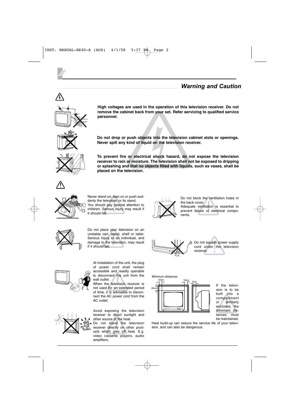 Warning caution, 2warning and caution | Sanyo CA21XS2S User Manual | Page 2 / 20