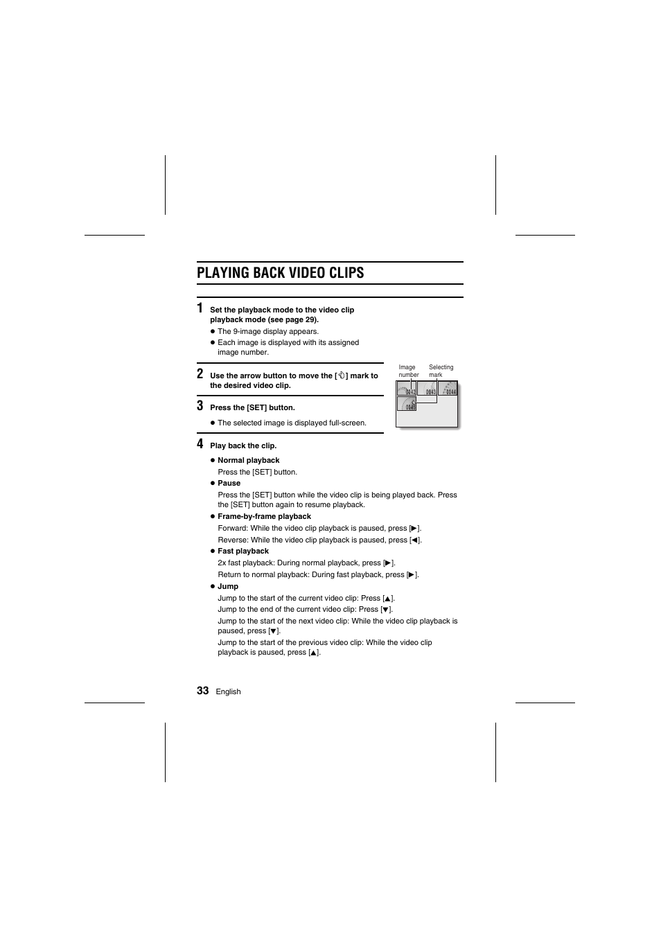 Playing back video clips | Sanyo VPC-R1E User Manual | Page 38 / 87