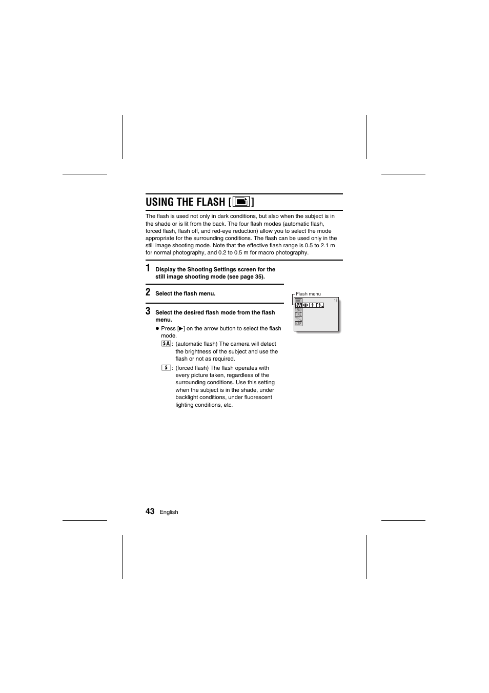 Using the flash [ v | Sanyo VPC-R1E User Manual | Page 48 / 87