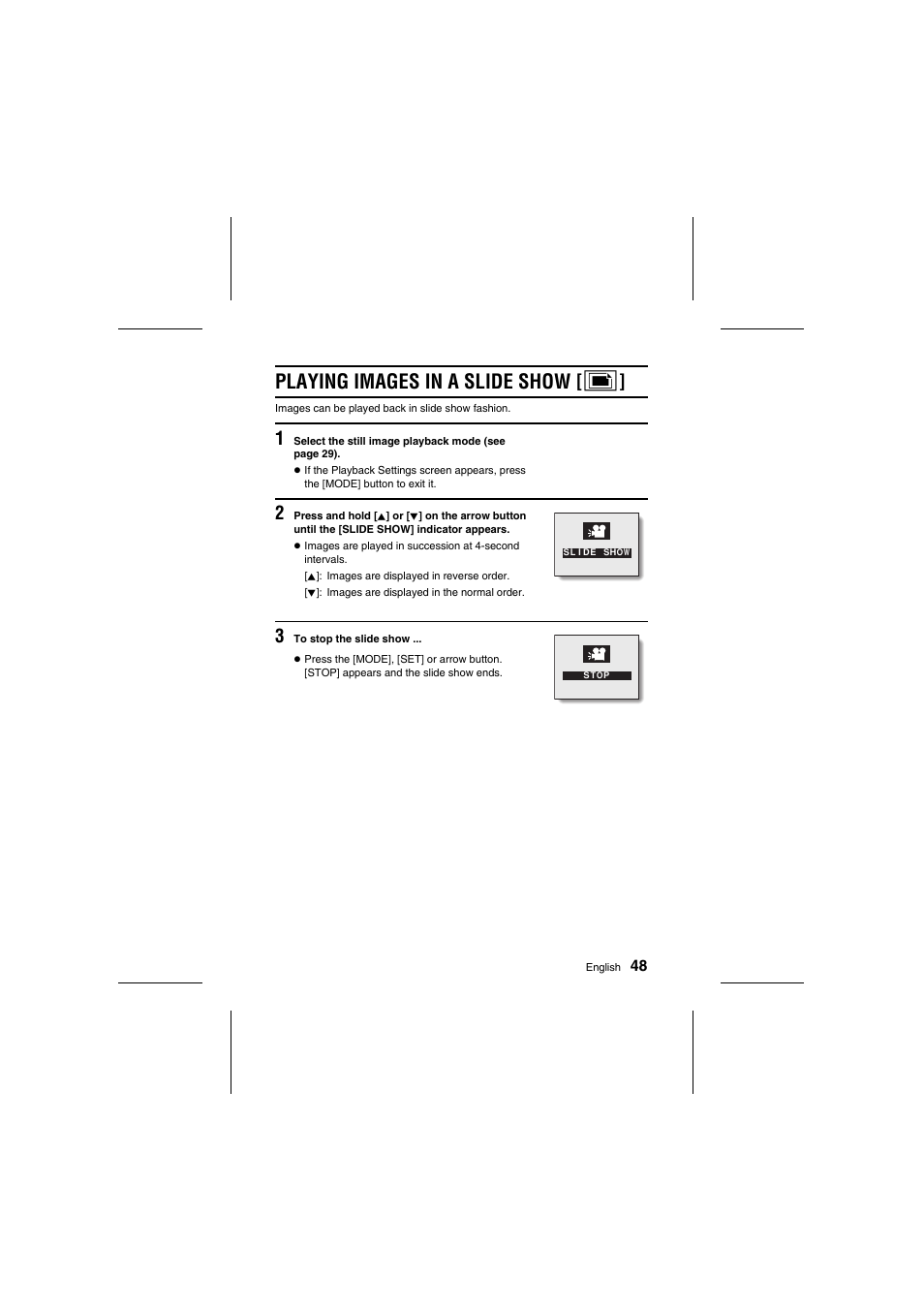 Playing images in a slide show [ v | Sanyo VPC-R1E User Manual | Page 53 / 87