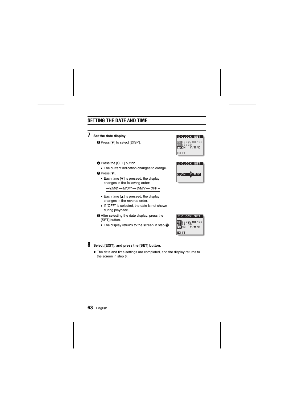 Setting the date and time | Sanyo VPC-R1E User Manual | Page 68 / 87