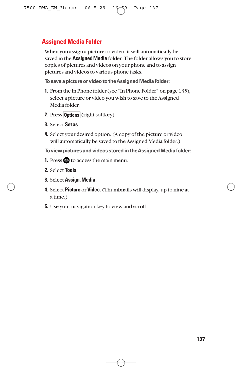 Assigned media folder | Sanyo scp 7500 User Manual | Page 145 / 173