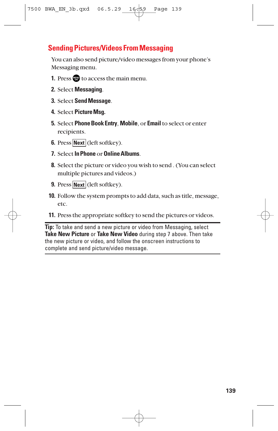 Sending pictures/videos from messaging | Sanyo scp 7500 User Manual | Page 147 / 173