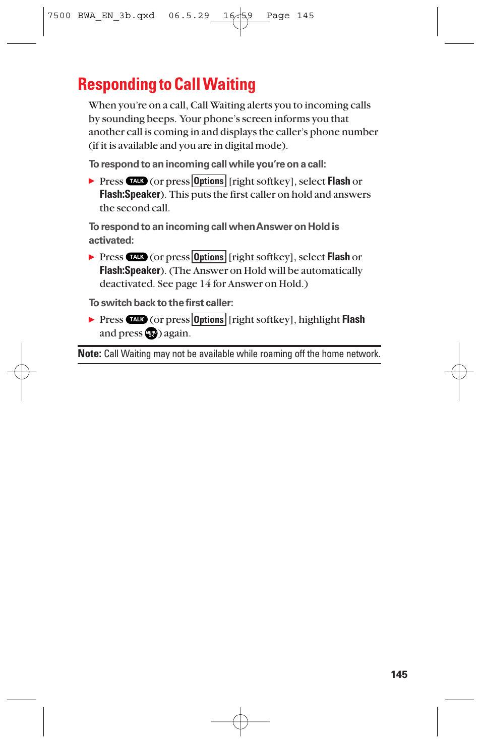 Responding to call waiting | Sanyo scp 7500 User Manual | Page 153 / 173