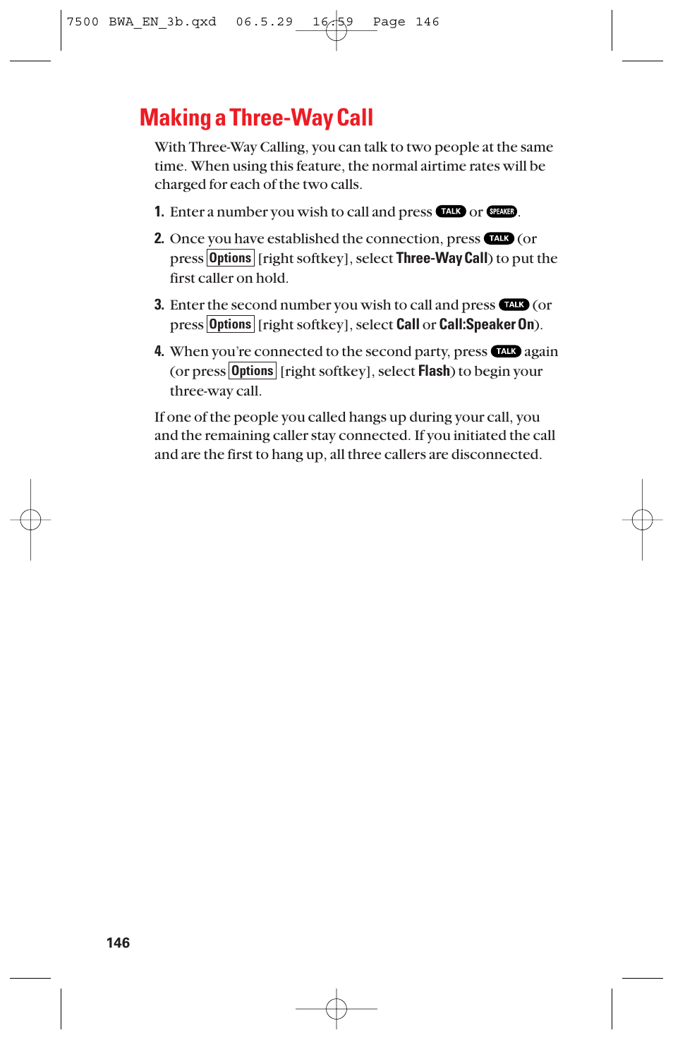 Making a three-way call | Sanyo scp 7500 User Manual | Page 154 / 173