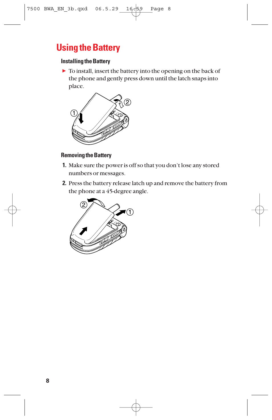 Using the battery | Sanyo scp 7500 User Manual | Page 16 / 173