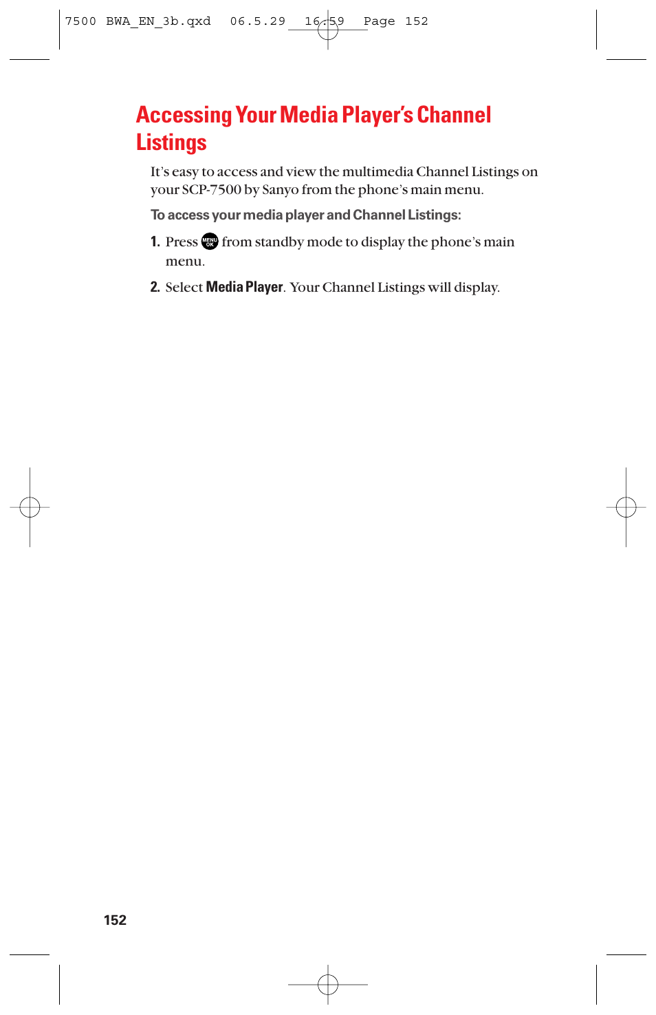 Accessing your media player’s channel listings | Sanyo scp 7500 User Manual | Page 160 / 173