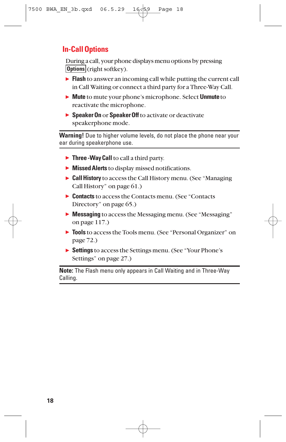 In-call options | Sanyo scp 7500 User Manual | Page 26 / 173