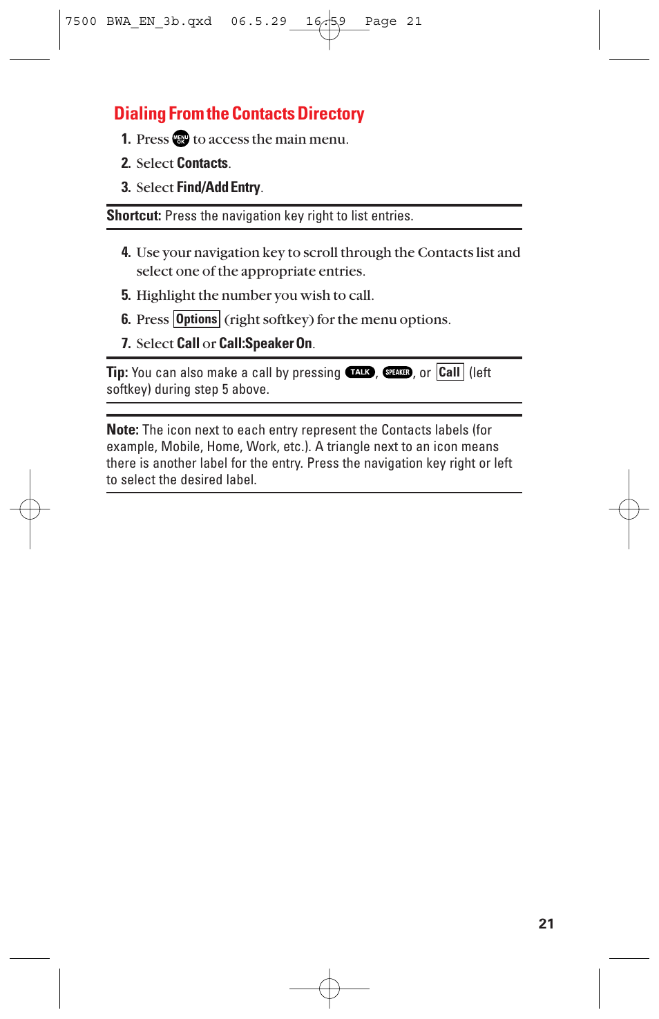 Dialing from the contacts directory | Sanyo scp 7500 User Manual | Page 29 / 173