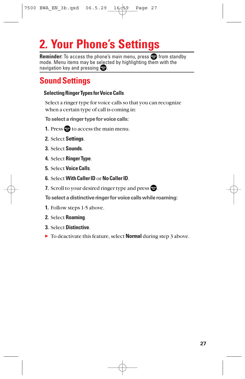 Your phone’s settings, Sound settings | Sanyo scp 7500 User Manual | Page 35 / 173