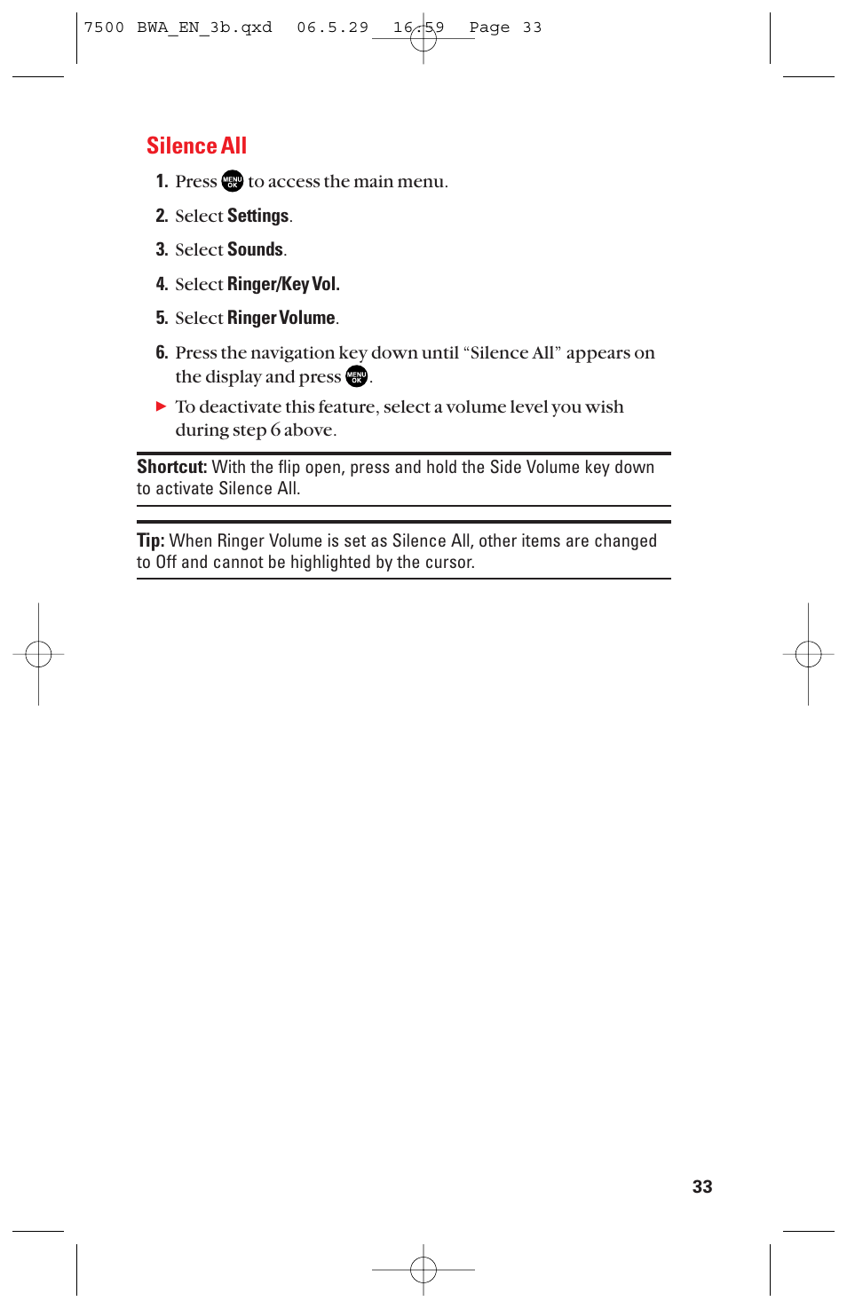 Silence all | Sanyo scp 7500 User Manual | Page 41 / 173